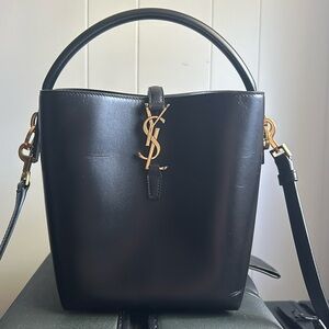 YSL LE37 Small Crossbody Bucket Bag in Shiny Leather